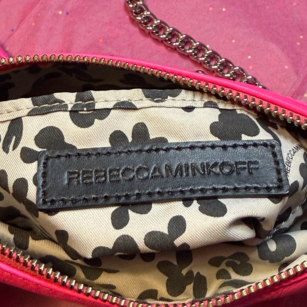 Rebecca Minkoff Mini M.A.C Electric Pink Leather Crossbody Bag Purse Chain Strap - Picture 13 of 17
